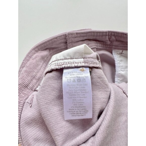 EVERLANE Dusty Lavender Purple Cotton Corduroy Wide Leg Sailor Pants, Size 6 - Picture 14 of 15